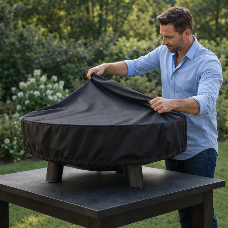 Installation housse de protection sur mesure brasero